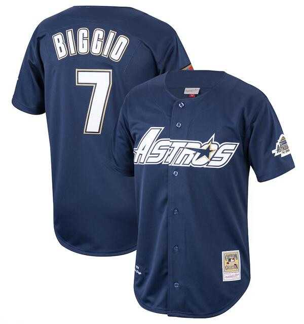 Men%27s Houston Astros #7 Craig Biggio Navy 1994 Stitched Jersey Dzhi